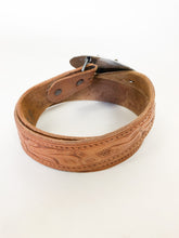 Load image into Gallery viewer, Vintage Tooled Leather Belt with Horse Buckle
