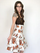 Load image into Gallery viewer, Vintage 70s Poly Fall Flower Midi Skirt Waist 27”
