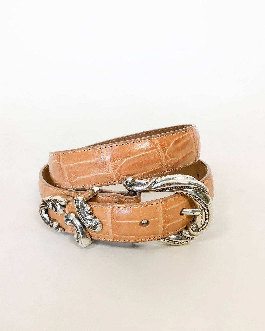 Vintage 80s Coldwater Creek Tan Mock Croc Belt