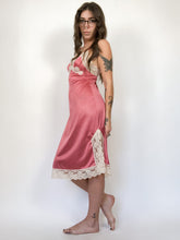Load image into Gallery viewer, Vintage 70s Van Raalte Pink Silky Nylon Slip Dress with Lace Trim
