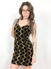 Load image into Gallery viewer, Vintage 80s Nu-Mode Black and Gold Sequin Party Dress
