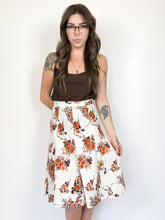 Load image into Gallery viewer, Vintage 70s Poly Fall Flower Midi Skirt Waist 27”
