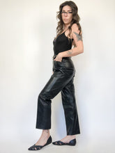 Load image into Gallery viewer, Danier Ultra Soft Black Leather High Rise Pants Waist 27”
