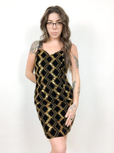 Load image into Gallery viewer, Vintage 80s Nu-Mode Black and Gold Sequin Party Dress
