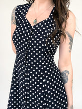 Load image into Gallery viewer, Vintage 90s Navy and White Polka Dot Dress
