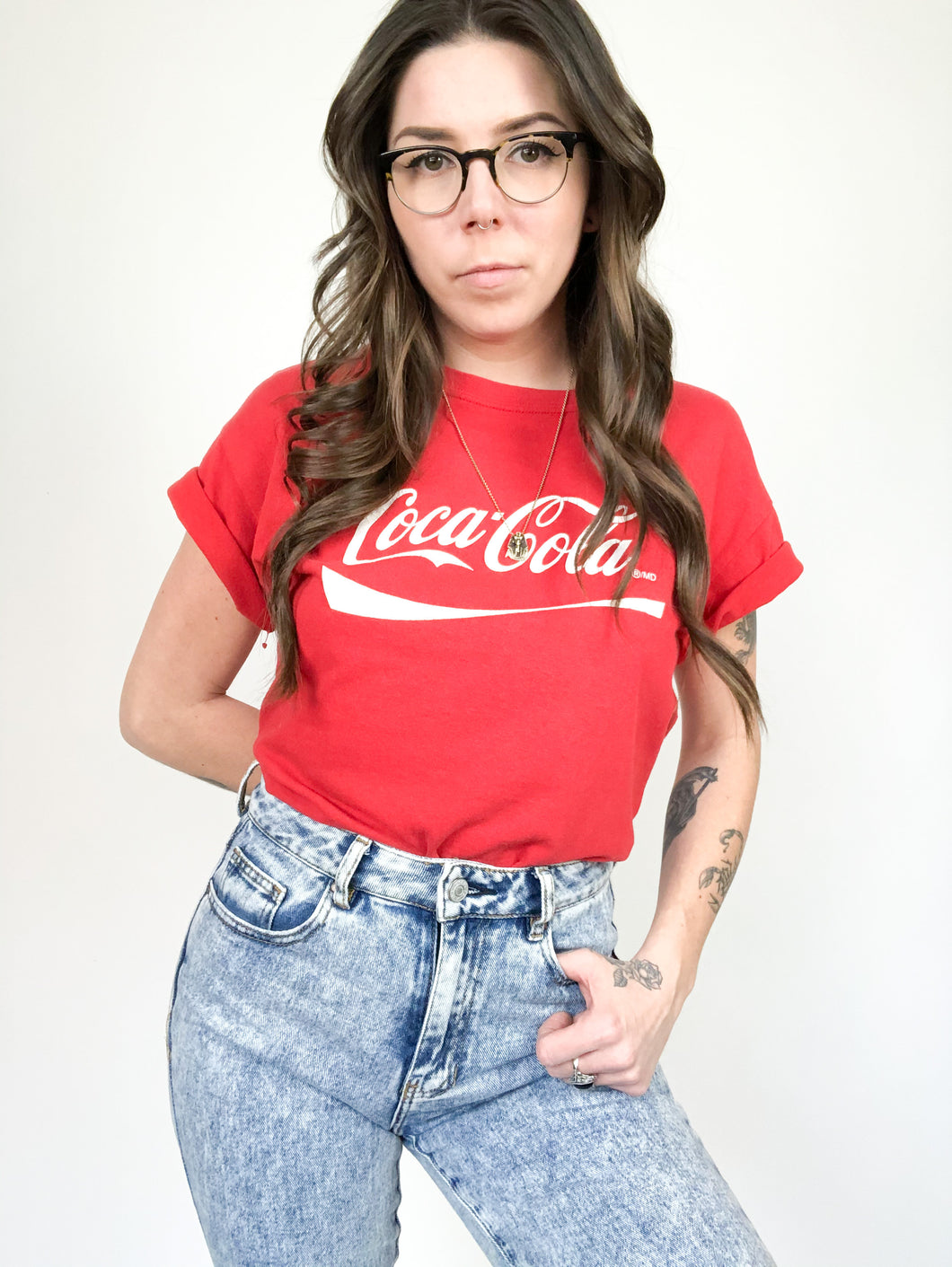 Vintage 90s Red Coca-Cola Logo Tee Size M