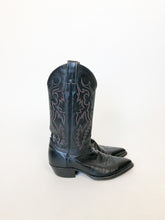 Load image into Gallery viewer, Vintage 80s Justin Black Leather Cowboy Boots Men’s 7.5
