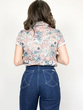 Load image into Gallery viewer, Vintage 70s Short Sleeve Floral Poly Blouse
