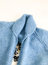 Load image into Gallery viewer, Vintage 60s Mary Maxim Blue Knit Golf Cardigan Sweater
