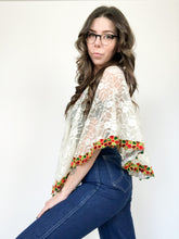 Load image into Gallery viewer, Vintage 70s Lace and Floral Poncho
