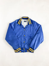 Load image into Gallery viewer, Vintage 80s Blue Satin Bomber Jacket
