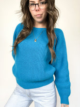 Load image into Gallery viewer, Vintage 80s Spare Parts Blue Knit Raglan Sweater
