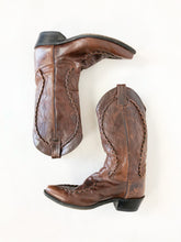 Load image into Gallery viewer, Vintage Dan Post Dark Brown Leather Cowboy Boots Men’s 8
