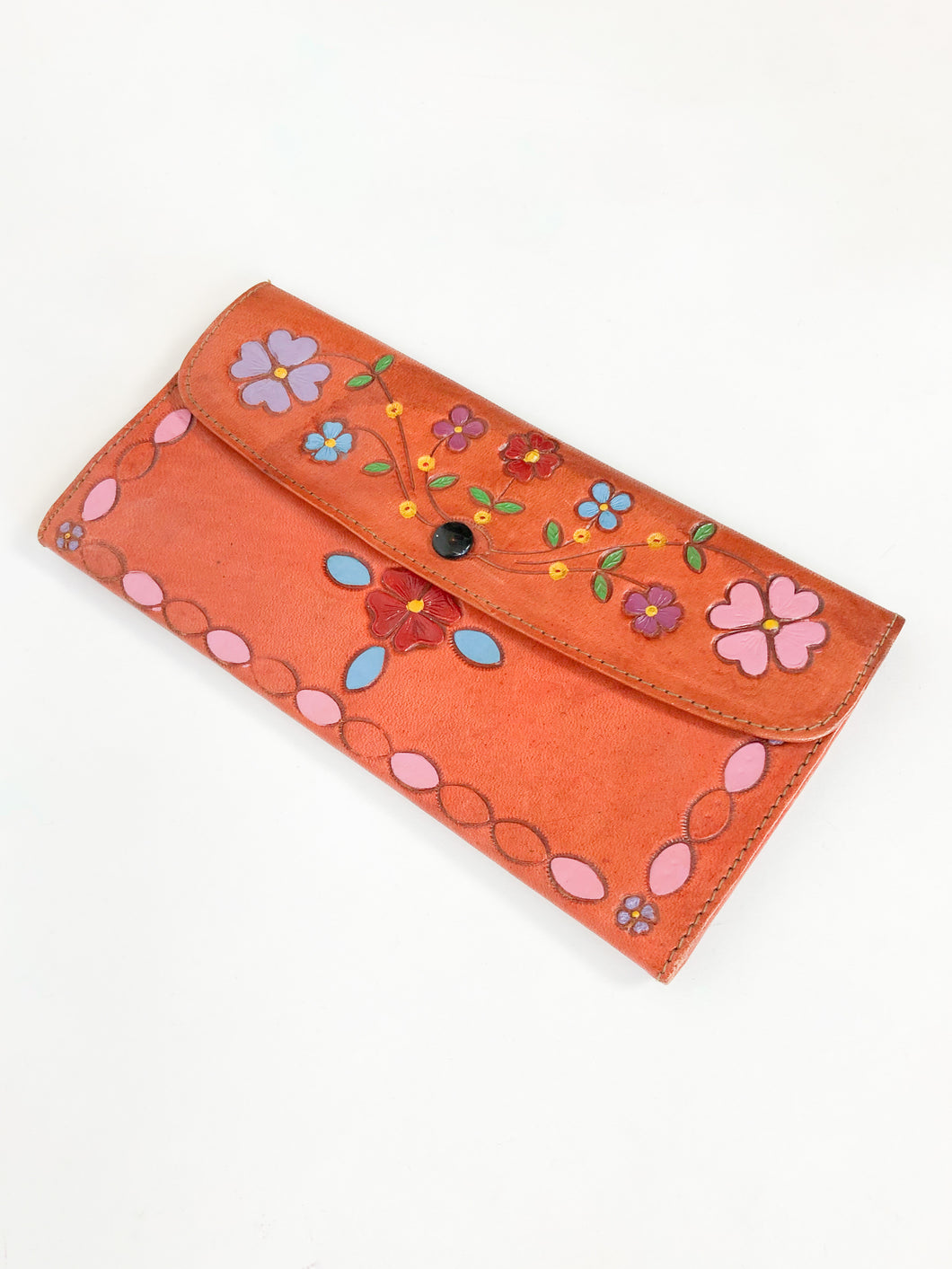 Vintage Hand Tooled Painted Wallet