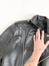 Load image into Gallery viewer, Vintage Black Leather Harley Patch Motorcycle Jacket
