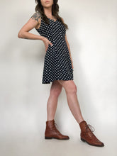 Load image into Gallery viewer, Vintage 90s Navy and White Polka Dot Dress
