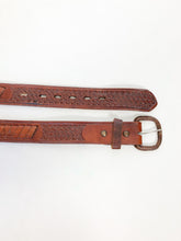 Load image into Gallery viewer, Vintage Dark Brown Woven Leather Belt
