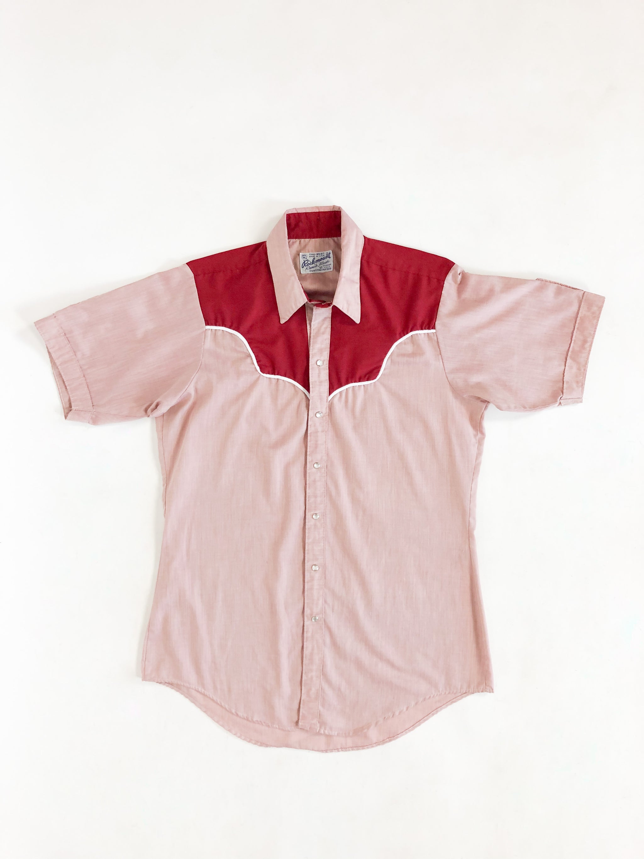 Vintage 70s Rockmount Ranch Wear Red Pearl Snap Shirt – White 