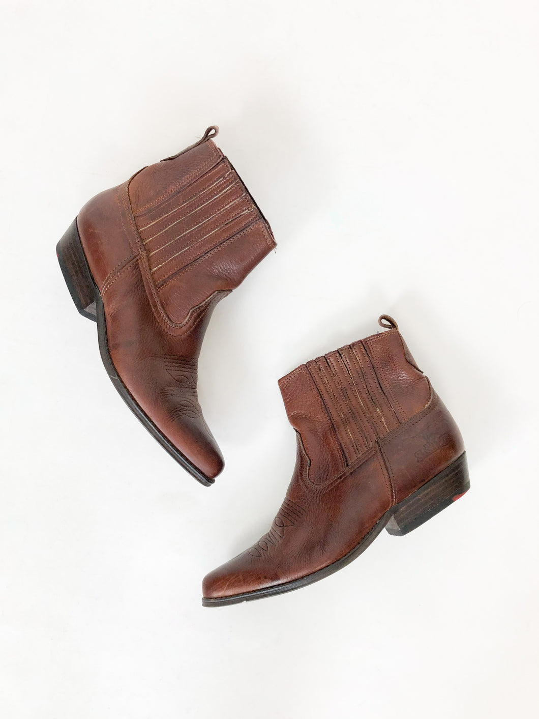Vintage 80s Joe Sanchez Brown Leather Ankle Boots Size 40