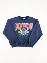 Load image into Gallery viewer, Vintage 80s United Kingdom Great Britain Navy Blue Court Club Crewneck
