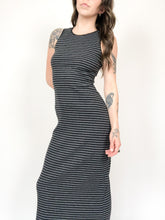 Load image into Gallery viewer, Vintage 90s Le Château Grey Striped Sleeveless Maxi Dress
