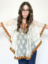 Load image into Gallery viewer, Vintage 70s Lace and Floral Poncho
