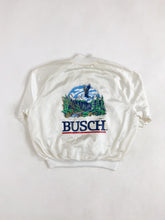 Load image into Gallery viewer, Vintage 80s Busch White Satin Bomber Jacket
