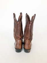 Load image into Gallery viewer, Vintage Dan Post Dark Brown Leather Cowboy Boots Men’s 8
