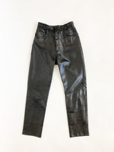 Load image into Gallery viewer, Danier Ultra Soft Black Leather High Rise Pants Waist 25”
