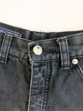 Load image into Gallery viewer, Vintage 90s Titanic Black Denim High Rise Cut Off Shorts Waist 25”
