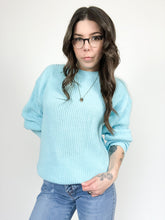 Load image into Gallery viewer, Vintage 80s Light Blue Knit Pullover Sweater
