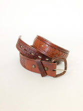 Load image into Gallery viewer, Vintage Dark Brown Woven Leather Belt
