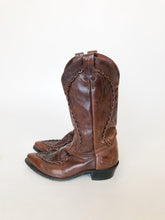 Load image into Gallery viewer, Vintage Dan Post Dark Brown Leather Cowboy Boots Men’s 8
