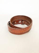 Load image into Gallery viewer, Vintage Dark Brown Woven Leather Belt
