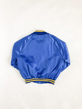 Load image into Gallery viewer, Vintage 80s Blue Satin Bomber Jacket
