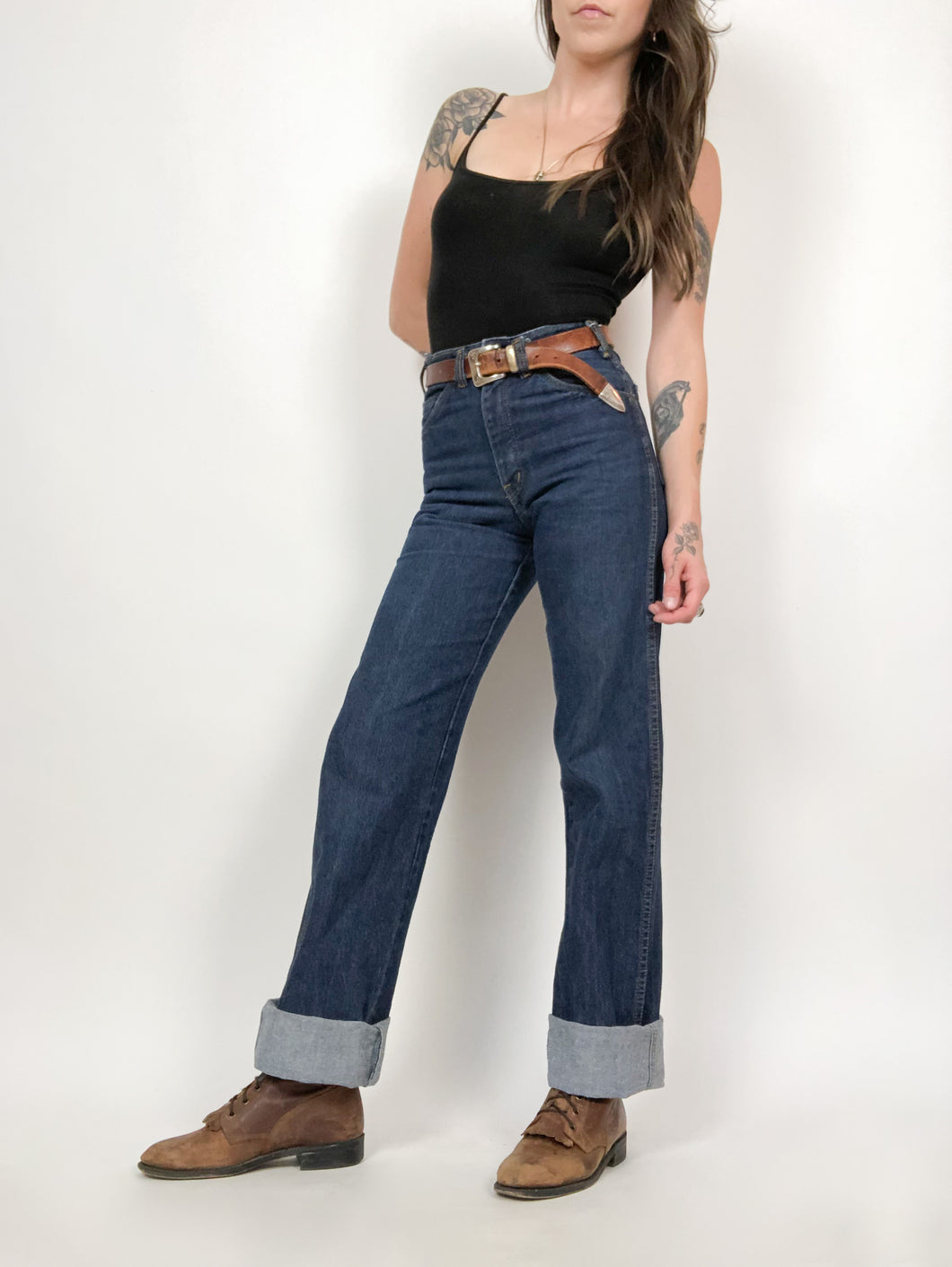 Vintage 70s High Rise Boot Cut Jeans Waist 27”