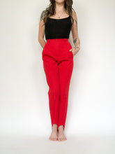 Load image into Gallery viewer, Vintage 80s/90s Liz Claiborne Cherry Red Stirrup Trousers Waist 24/25”
