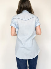 Load image into Gallery viewer, Vintage 70s Authentic Western Youngbloods Light Blue Pearl Snap Shirt
