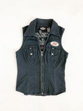 Load image into Gallery viewer, Harley Davidson Black Denim Zip Up Vest
