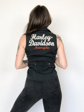 Load image into Gallery viewer, Harley Davidson Black Denim Zip Up Vest
