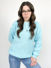 Load image into Gallery viewer, Vintage 80s Light Blue Knit Pullover Sweater
