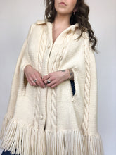Load image into Gallery viewer, Vintage 70s Hand Knit Fringe Poncho
