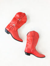 Load image into Gallery viewer, Vintage 80s Capezio Red Leather Concho Cowboy Boots Size 9

