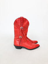 Load image into Gallery viewer, Vintage 80s Capezio Red Leather Concho Cowboy Boots Size 9
