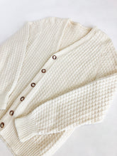 Load image into Gallery viewer, Vintage Irish Hand Knit Ivory Fisherman Cardigan
