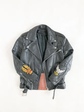 Load image into Gallery viewer, Vintage Black Leather Harley Patch Motorcycle Jacket
