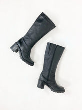 Load image into Gallery viewer, Vintage 90s Black Leather Lined Zip Up Boots Size 38
