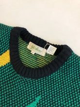 Load image into Gallery viewer, Vintage 80s Green and Yellow Abstract Sweater
