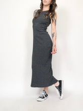 Load image into Gallery viewer, Vintage 90s Le Château Grey Striped Sleeveless Maxi Dress
