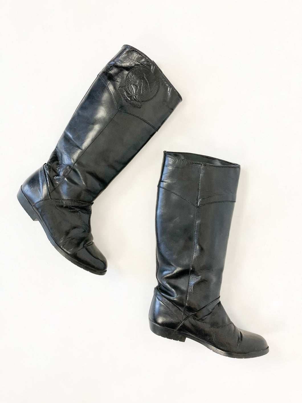 Vintage 80s Ascot 1908 Black Leather Equestrian Riding Boots Size 7